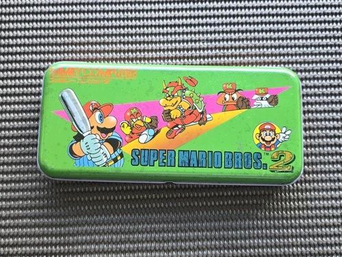 Vintage Nintendo Famicom Super Mario Bros 2 Pencil Pen Tin Case Rare Promo NES