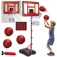 Kids Basketball Hoop Adjustable Height 3.5FT-6.2FT, Indoor  Outdoor Toddler B...