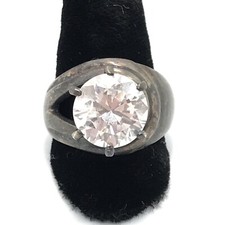 Vintage 925 Sterling Silver Solitaire Cut Cubic Zirconia Stunning Ring sz 8