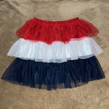 Patriotic Girls Tulle Tutu Skirt Size XL 14-16 Red White Blue Way To Celebrate