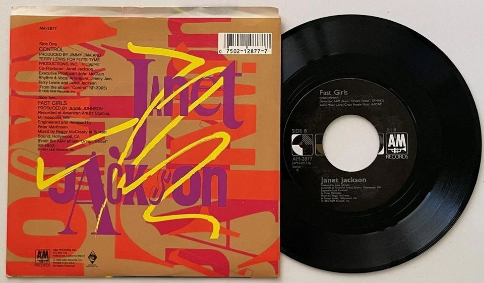 Janet Jackson Control / Fast Girls 45 PS M (unplayed) 1986 Dance R&B Funk A&M - Image 2 of 2