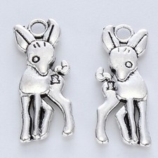 60 Deer Charms Antique Silver Double Sided 18x17mm US Seller -1756