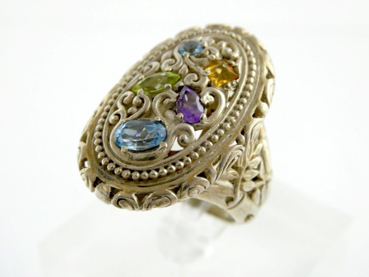 Designer Sterling Silver Multiple Gemstone Statem… - image 5