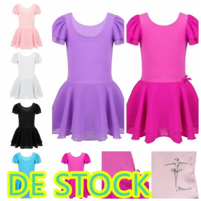 MARKENLOS DE*Kinder Mädchen Kurzarm Ballettkleid Ballettanzug Turnanzug Eislauf Röckchen