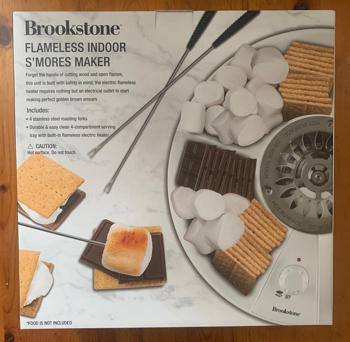 Brookstone Flameless Indoor Electric S'Mores Maker Smores Kit with 4