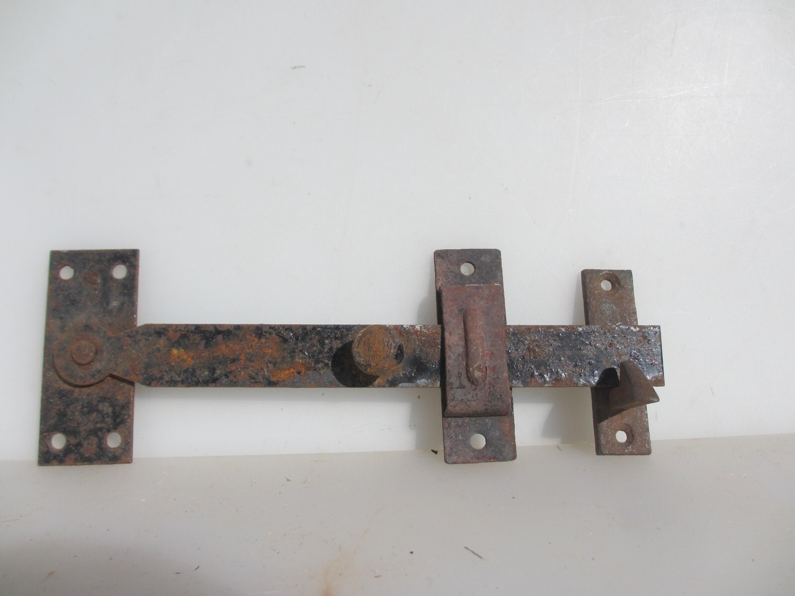 Antique Iron Door Latch Lock Catch Old Gate WC Barn Keep Vintage 9"W