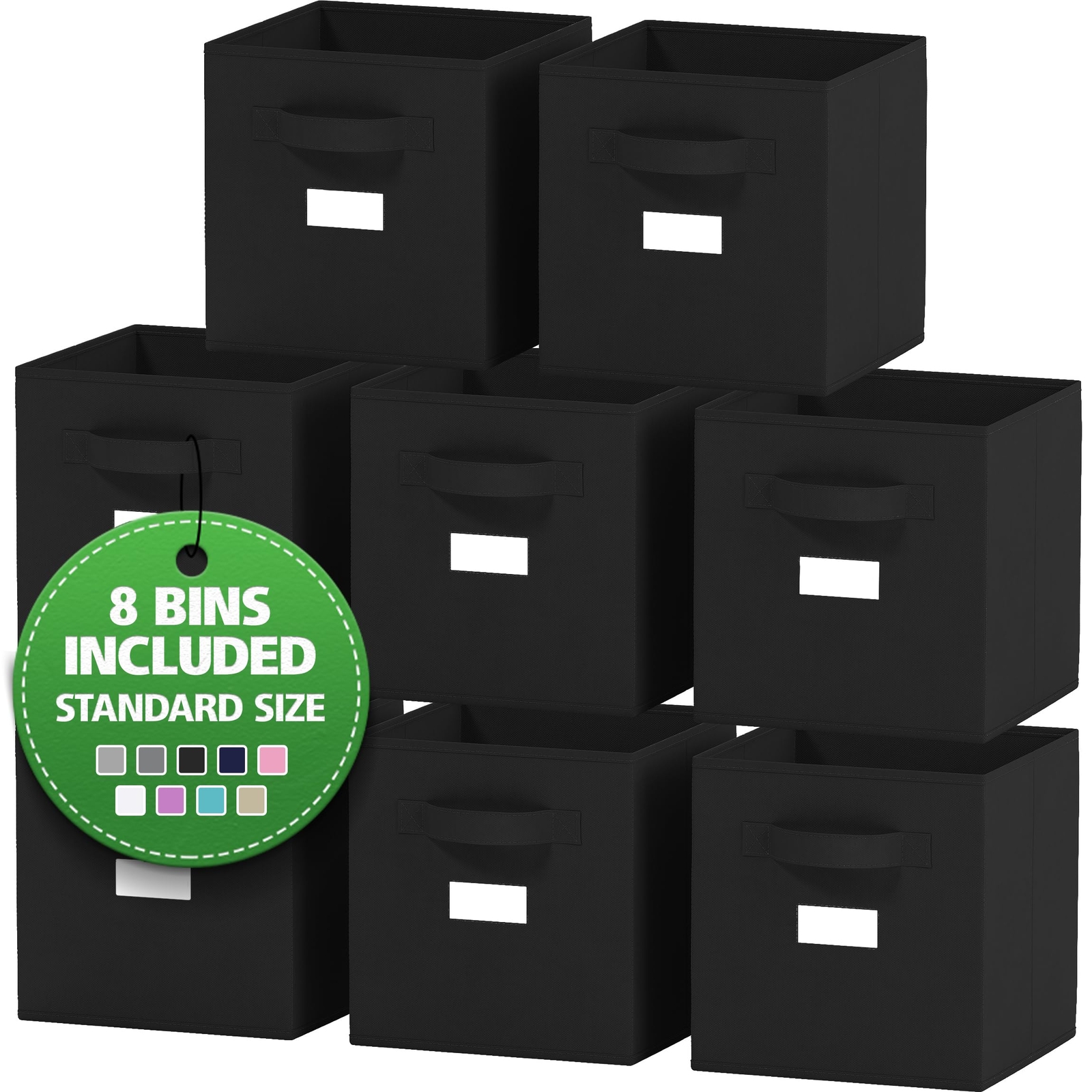 Heavy Duty Black Fabric Storage Cubes 8-Pack for Organizers