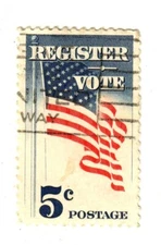 U.S. 1964 Scott #1249 Register and Vote 5c Stamp