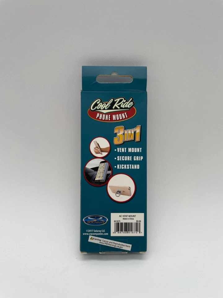 Cool Ride Phone Mount by Solaray LLC 3-in-1 Vent Mount, Kickstand & Grip - NEW - Image 2 of 4