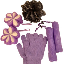 Exfoliating body scrubber exfoliating Glove loofah set with 5 different colors