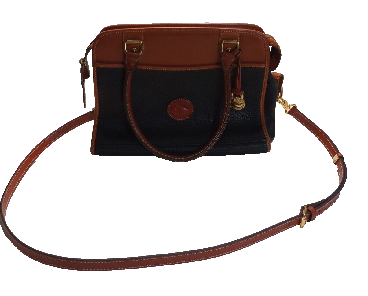 ASIS Y2K DOONEY & BOURKE Black Tan Leather Crossbody Hand Bag & Tag