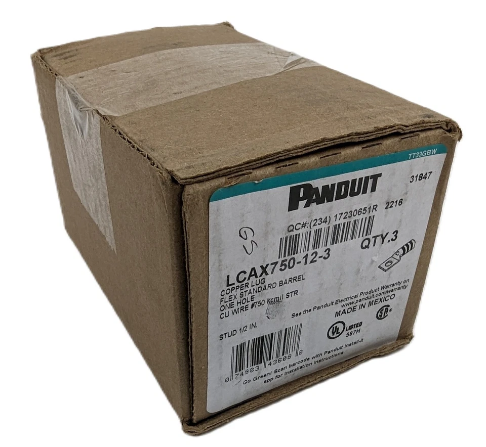 3 Panduit LCAX750-12-3 One Hole Flex Lugs Yellow Compression Connectors Copper - Image 3 of 4
