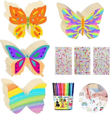 BOOAEE Schmetterling Bastelset 40 Stück Kindergeburtstag Basteln Schmetterlinge Deko, B