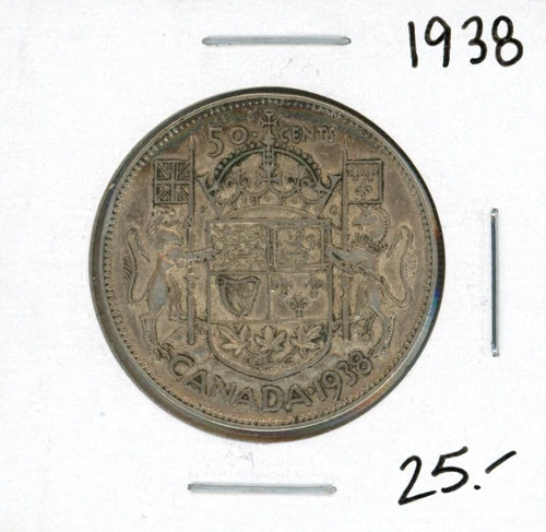 1938 Canada Fifty Cents Silver - Very Fine Condition