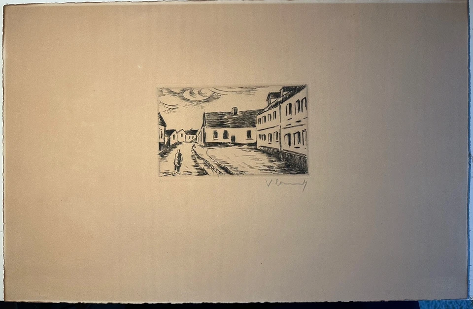 Maurice Vlaminck, „Aspect de la Grand Rue“ 1953, Radierung, signiert. - Bild 2 von 4