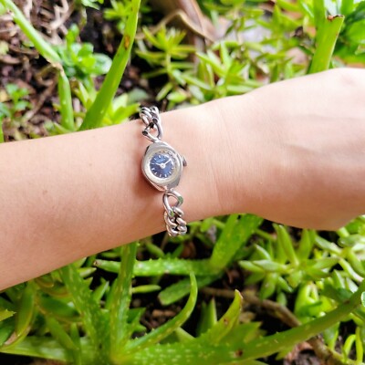 Vintage Ferex Dainty Silver & Navy Classic Chain Watch Vintage Ferex Dainty Silver & Navy Classic Chain Watch | eBay main image 3