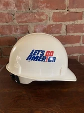 Vintage Let's Go America Jackson Products SC-3 Safety Hard Hat 1982 TRUMP USA