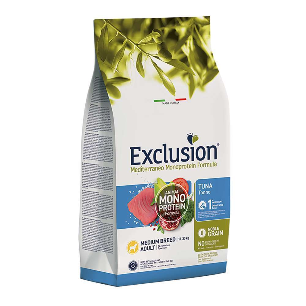 Exclusion Mediterraneo Adult Medium al Tonno 12 kg - Sacco Convenienza