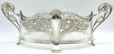 WMF Art Nouveau Jugendstil Silver Plated Oval Centerpiece with Glass Liner c1900