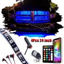 4x 24" RGB LED Light Neon Strip Lighting Kit bluetooth for Front Grill Car Truck