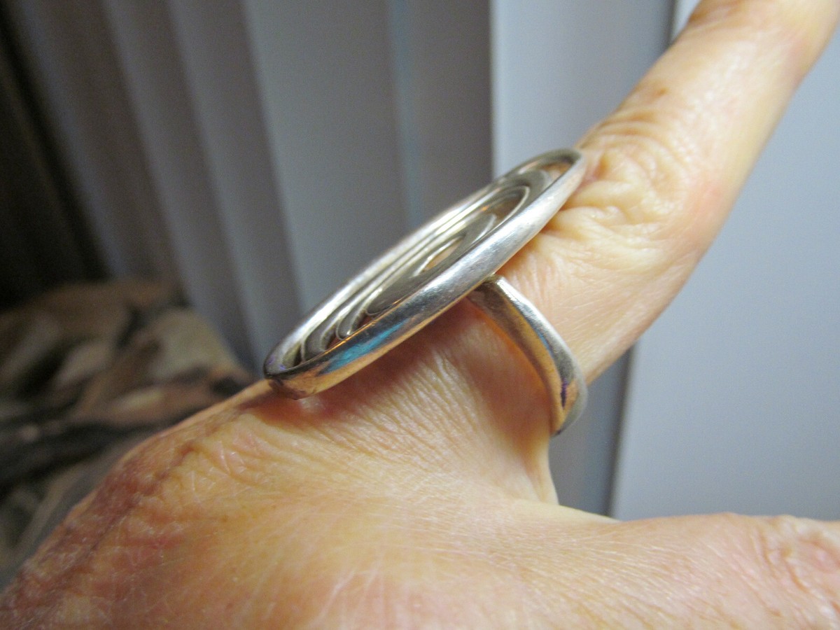 Vintage GF Modernist 925 Sterling Silver Swirl Ring 13.3g, 6.25