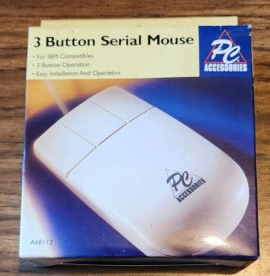 Vintage NOS New-In-Box 3 Button Serial Mouse PC Accessories A68112 | eBay