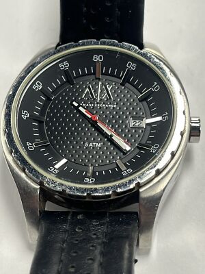 【ARMANI EXCHANGE】 腕時計 Armani Exchange AX1055 Black Leather Band Quartz Mens Watch NOT