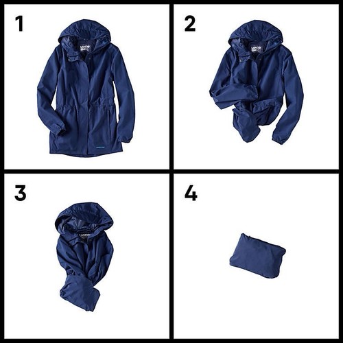 Lands End Womens Squall Packable Waterproof Raincoat Size XL Petite Navy 515404 - Picture 4 of 12
