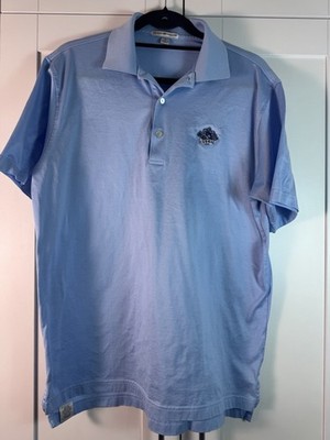 Peter Millar Polo Shirt Mens Blue Medium Blue ROCC Logo Preppy Golf Course