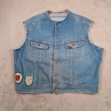 Lee Denim Vest Mens XXL Blue Studded Biker Punk Sleeveless Custom Stormrider