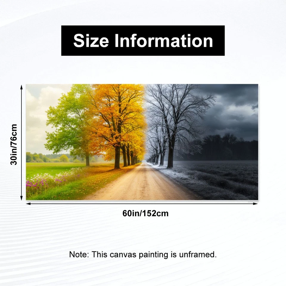 Split Seasons Canvas Wall Art Autumn Winter Nature Print Home Decor  - Image 3 of 4