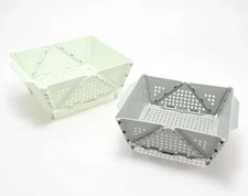 Kuhn Rikon 2 Piece Folding Colander Baskets White Lt Sage /Gray K65360 QVC