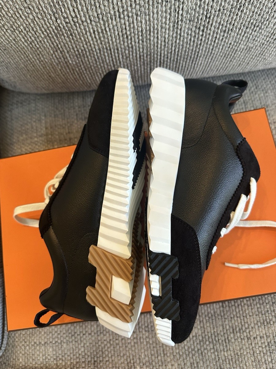 Size 39EU NEW in Box HERMES Black Leather Bouncing Women Sneaker