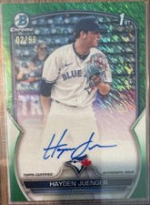 Topps 2023 Bowman Hayden Juenger Green Shimmer Refractor Autograph /99 Blue Jays