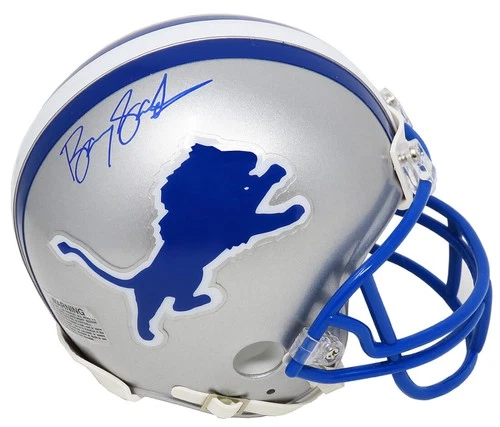 BARRY SANDERS Signed Lions Riddell Throwback Mini Helmet - SCHWARTZ
