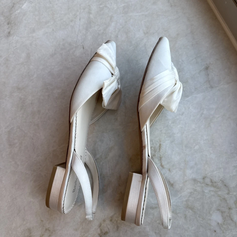 Zapatos Bella Belle Reilly Seda Lazo Cordones Boda Planos 8/38.5 Blanco Nupcial Foto 4 de 4