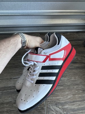 Size 14.5 - adidas Power Perfect 2.0 White Weightlifting shoes.