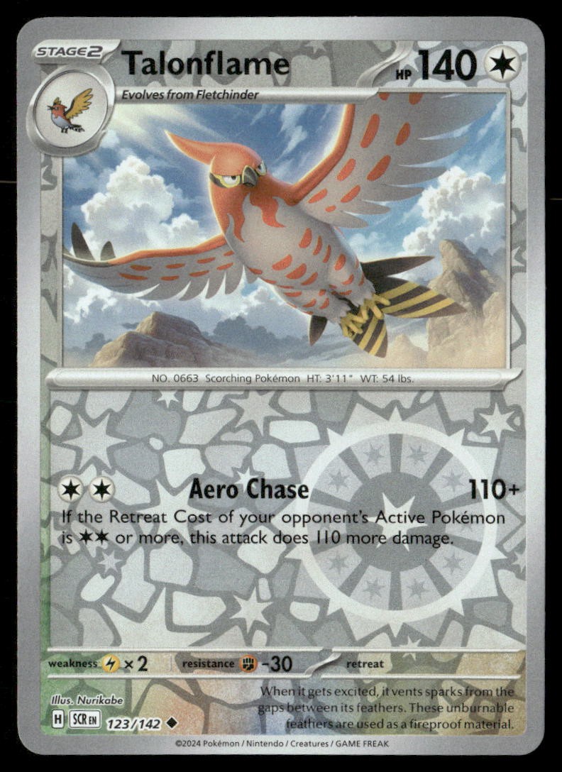 Talonflame Stellar Crown 123/142 Uncommon Reverse Holo Pokemon Near Mint