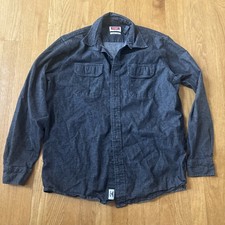 Wrangler Denim Shirt Mens Medium Dark Gray Long Sleeve Button Flex for Comfort