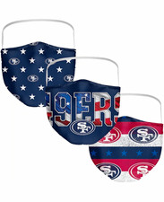 San Francisco 49ers NFL Football Face Masks 3 Pack Blue Red White Team Logo
