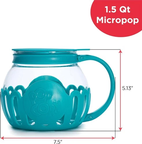 Ecolution Patented Micro-Pop Microwave Popcorn Popper, Teal.
