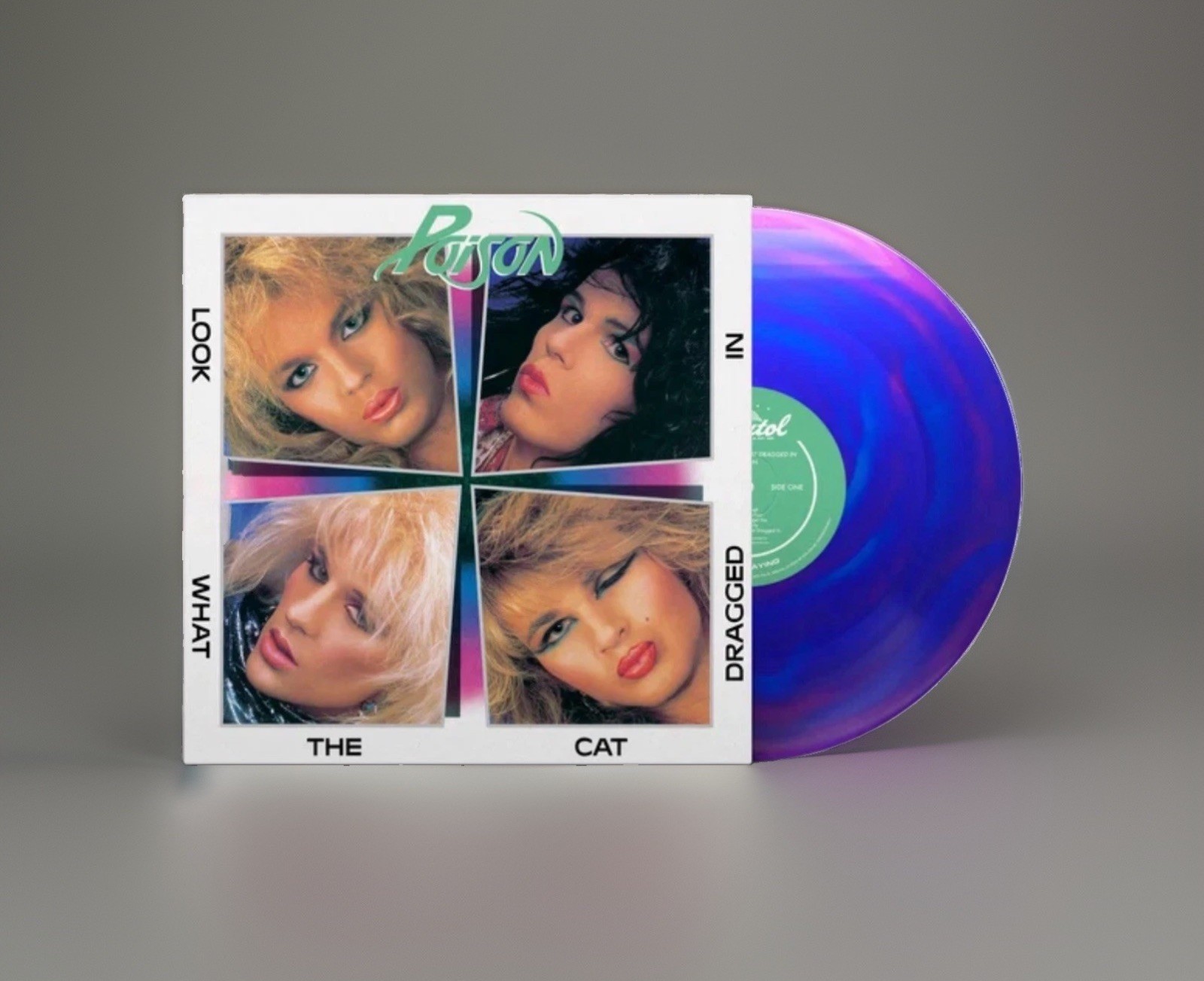 Poison ~ Look What The Cat Dragged In - Blue With Pink Swirl Vinyl *Sealed