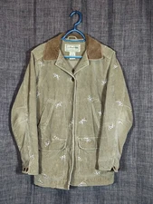 Rare Vintage LL Bean Corduroy Barn Chore Coat Embroidery Hunting Dog Women's XS