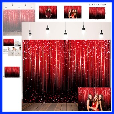 Red Glitter Backdrop for Photography Black and Red Bokeh Sequin Spots Birthda...