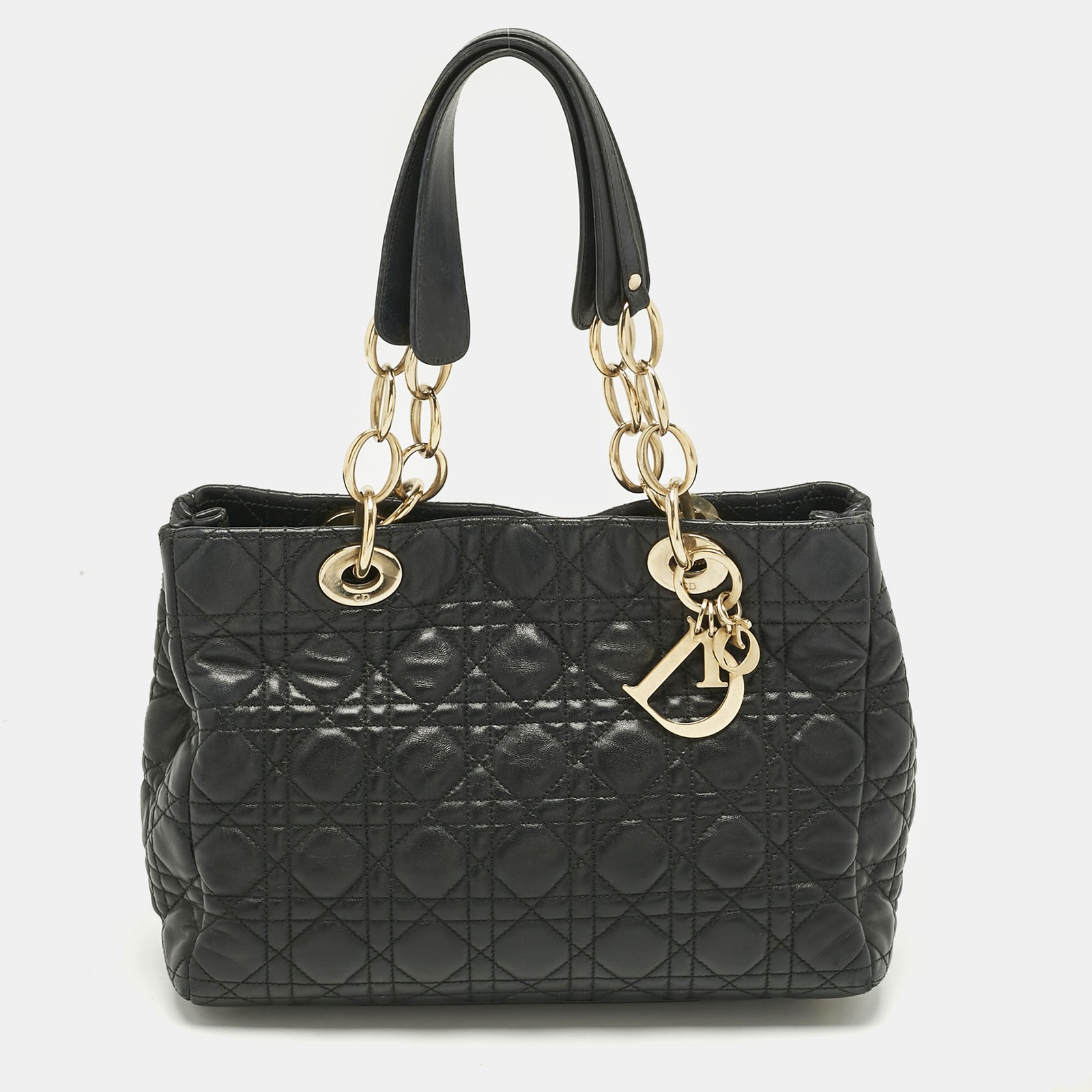 Dior Small Soft Lady Dior Tote in Black Cannage Leather