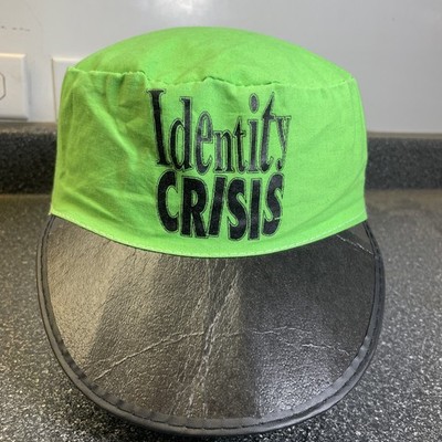 Vintage Identity Crisis Painters Hat Cap One Size Stretch Fit Lime Green Neon