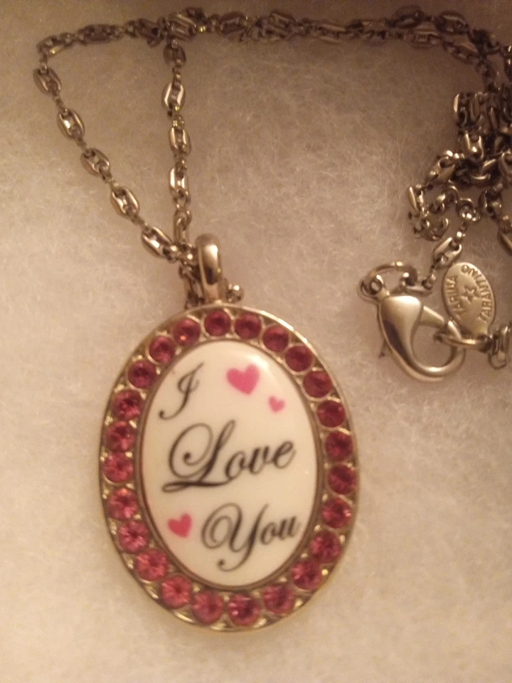 Tarina Tarantino Grande Te AMO Collar Colgante Cristales Rosa Swarovski RARO Foto 2 de 4