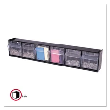 deflecto® Tilt Bin Plastic Storage System w/6 Bins, 23 5/8 x 3 5/8 x 4 1/2, Blac