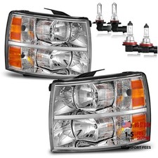Headlights W/Bulbs for 2007-2013 OE Replacement Chrome - With H/L Beam Bulbs