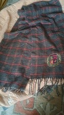 Men's Dog Tooth Checked  Scarf With Embroidered Crest Badge